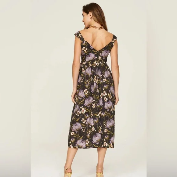 Especia Floral Cotton Midi Dress Size Medium - Picture 3 of 5